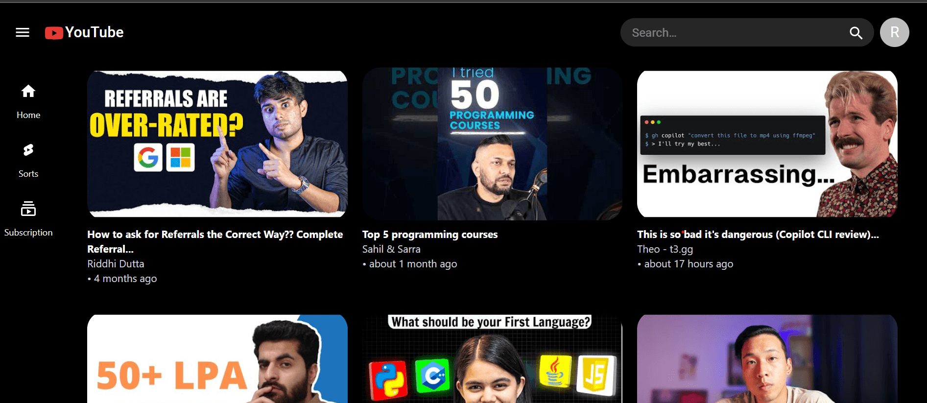 YouTube Clone screenshot